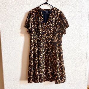 City Chic Women’s Plus Size 18 Black Orange Floral Love Vine Skater Dress A-line